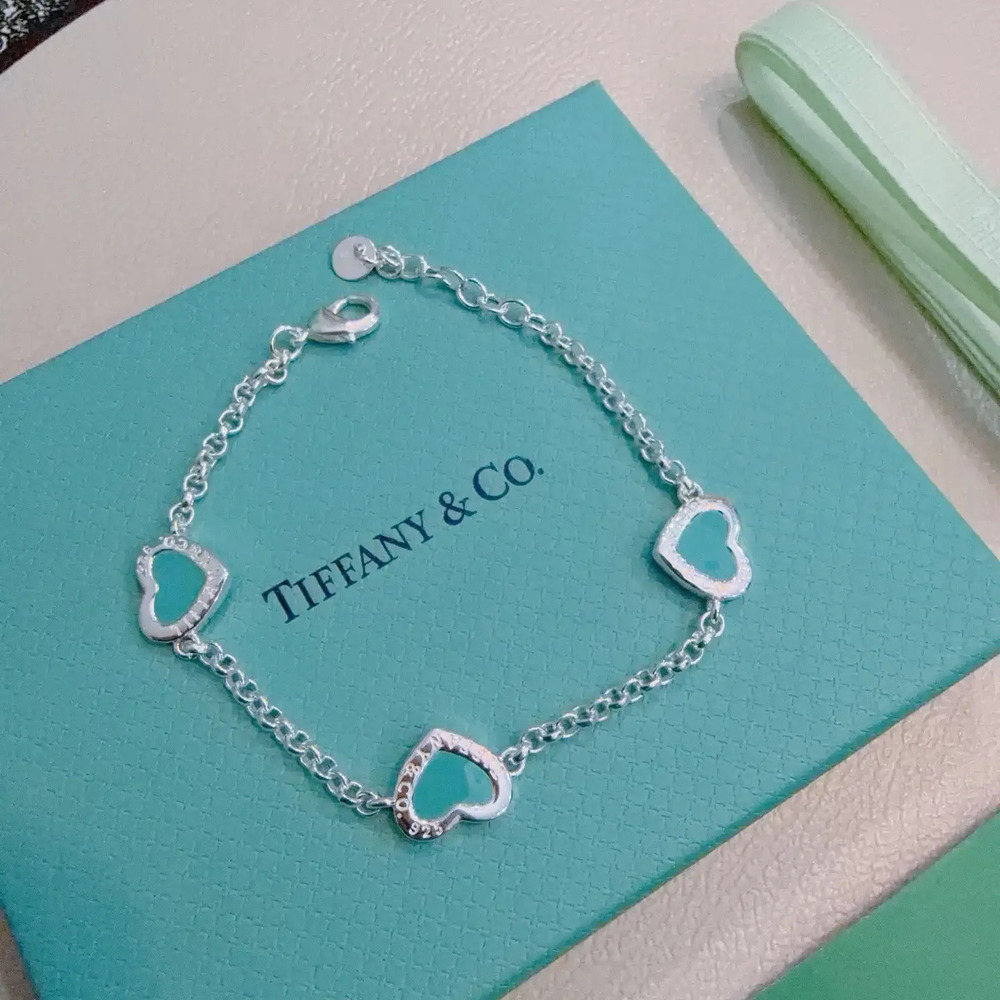 Tiffany & Co. Delicate Silver With Blue Heart Bracelet